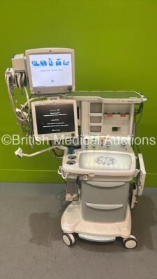 Datex-Ohmeda Avance CS2 Anaesthesia Machine Software Version 10.01 with GE Carescape B650 Monitor, GE 2016793-002 Module, GE E-sCAiOVE Gas Module with Spirometry, Various Leads Bellows and Hoses (Powers Up)