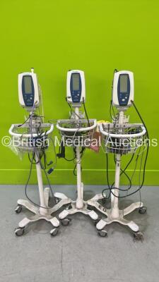 3 x Welch Allyn Spot Vital Signs Monitors on Stands with Power Supplies (All Power Up)3