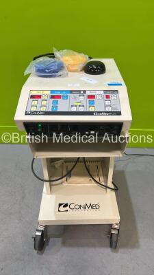 ConMed Aspen Excalibur Plus PC Electrosurgical / Diathermy Unit on Stand with Dual Footswitch and Dome Footswitch (Powers Up) *S/N 00EGE093*