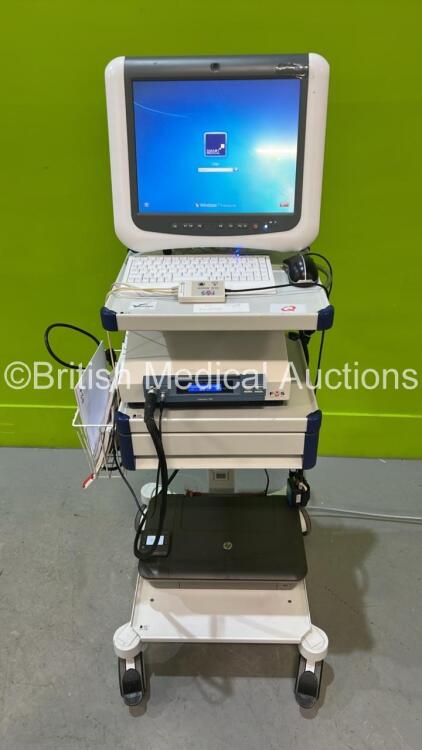 Finapres Medical System Finometer Model 2 on Stand with Leads, Monitor and HP Printer (Powers Up) *FM.2.MU.120605288*