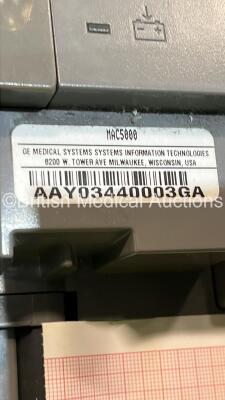 GE MAC 5000 ECG Machine on Stand with 10 Lead ECG Leads (Powers Up) *S/N AAY03440003GA* - 6