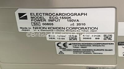 Nihon Kohden Cardiofax V 1550K ECG Machine on Stand with 10 Lead ECG Leads (Powers Up) *GL* - 6