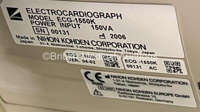 Nihon Kohden Cardiofax V 1550K ECG Machine on Stand with 10 Lead ECG Leads (Powers Up) *GL* - 4