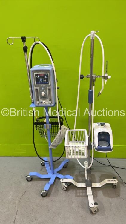 1 x Carefusion Infant Flow Si-PAP Unit on Stand with Hose and 1 x Fisher and Paykel Airvo 2 Humidifier on Stand with Hose (Both Power Up) *S/N 171129062638 / BAN02473*