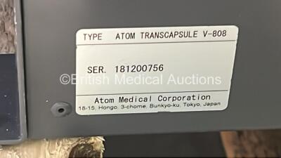 Atom Medical V-808 Atom Transcapsule Transport Incubator with Mattress (Powers Up) *S/N 181200756* **W** - 5