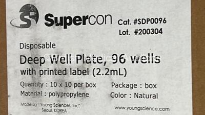 Pallet of 10 Boxes of Supercon Deep Well Plate 96 Wells - 4