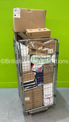 Job Lot of Consumables Including Cotton Wool Balls, Hand Gel and Blue Shoe Coverings *Cage Not Included*