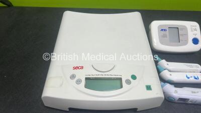 Mixed Lot Including 1 x AND Digital Blood Pressure Monitor UA-767, 1 x Seca Weighing Scale, 8 x B.Braun Welch Allyn Thermometers, 2 x Braun Thermoscan Units - 5