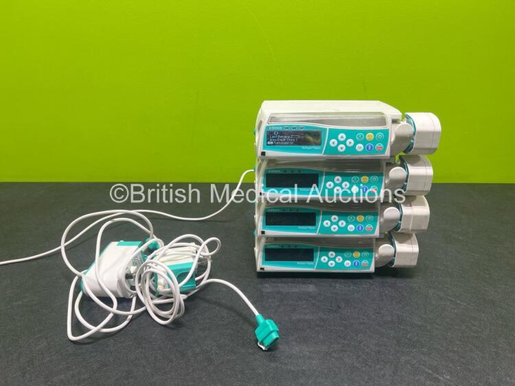 4 x B.Braun Perfusor Space Syringe Pumps (All Power Up) with 2 x Pole Clamps *SN 178023 / 177906 / 178076 / 178118*