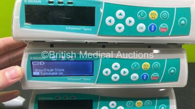 4 x B.Braun Infusomat Space Infusion Pumps (All Power Up) with 1 x Power Supply and 1 x Pole Clamp *SN 200714 / 201055 / 200787 / 200927* - 3