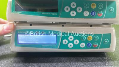 4 x B.Braun Infusomat Space Infusion Pumps (All Power Up) with 1 x Power Supply and 1 x Pole Clamp *SN 200714 / 201055 / 200787 / 200927* - 5