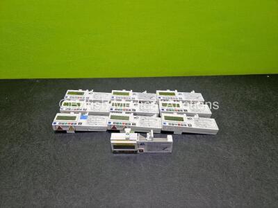 10 x Mckinley T34 Ambulatory Syringe Pumps (8 x Power Up with Stock Battery Stock Battery Not Included, 1 x Faulty Screen, 4 x Missing Battery Cover)