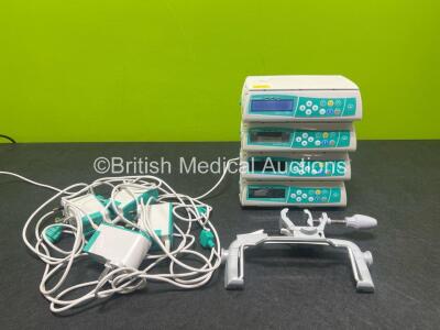 4 x B.Braun Infusomat Space Infusion Pumps (2 x Powers Up, 1 x Draws Power, 1 x No Power) with 4 x Power Supplies *SN 200799 / 200645 / 200851 / 200822*