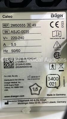 Drager Caleo Infant Incubator Version 2.11 with Mattress (Powers Up) *S/N ASJC-0035* **A/N NA** - 5