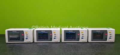 4 x Philips IntelliVue X2 M3002A Patient Monitors Including NBP, SpO2, ECG/Resp, Press and Temp Options with 4 x Philips M4607A Lithium Ion Batteries (All Power Up and All Cracked Casings - See Photos) *Asset No. 23349 / 23364 / 23380 / 23954