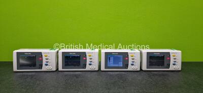 4 x Philips IntelliVue X2 M3002A Patient Monitors Including NBP, SpO2, ECG/Resp, Press and Temp Options with 4 x Philips M4607A Lithium Ion Batteries (All Power Up and All Cracked Casings - See Photos) *Asset No. 23347 / 23345 / 23363 / 23346*