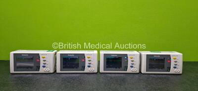 4 x Philips IntelliVue X2 M3002A Patient Monitors Including NBP, SpO2, ECG/Resp, Press and Temp Options with 4 x Philips M4607A Lithium Ion Batteries (All Power Up and All Cracked Casings - See Photos) *Asset No. 23381 / 23961 / 22875 / 23378*