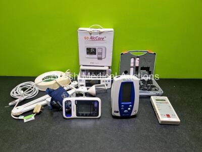 Mixed Lot Including 1 x Natus Ref 8-66-10000 Probe *Mfd - 2022* 1 x SD AlcCare Unit, 1 x Welch Allyn Spot Vital Signs Monitor, 1 x Omron HBP-1300 Blood Pressure Monitor, 1 x Ritek Operating Theatre Light, 1 x Nellcor N-560 Pulse Oximeter, 1 x Nellcor Beds