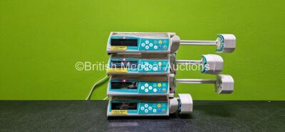 4 x B.Braun Perfusor Space Syringe Pumps (All Power Up with Stock Power Supply - Stock Power Supply Not Included, 3 x System Errors, 1 x Faulty and 2 x Missing Casings - See Photo) *SN 80297 / 80305 / 80402 / 80408*