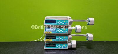 4 x B.Braun Perfusor Space Syringe Pumps (All Power Up with Stock Power Supply - Stock Power Supply Not Included, 1 x System Error, 1 x Faulty and 1 x Blank Screen - See Photo) *SN 62459 / 80322 / 80300 / 62396*