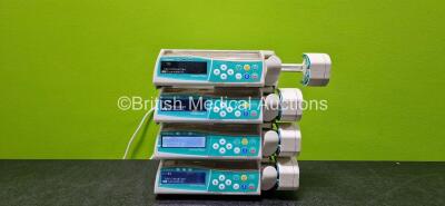 4 x B.Braun Perfusor Space Syringe Pumps (All Power Up with Stock Power Supply - Stock Power Supply Not Included and 1 x System Error - See Photo) *SN 80390 / 80309 / 80307 / 80357*