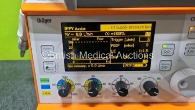 Drager Oxylog 3000 Plus Transport Ventilator Software Version 01.24 *Mfd 2008* (Powers Up) *SN SRZH-0125* (g) - 2