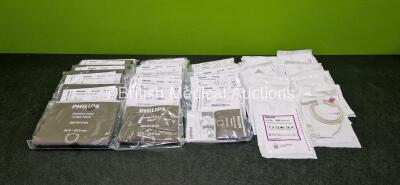 Job Lot Including 6 x Philips Comfort Care Cuffs Large Adult M1575A, 6 x Philips Comfort Care Cuffs Adult M1574A, 6 x Philips Comfort Care Cuffs Pediatric M1572A and Approx 25 x Philips Neonatal / Infant / Adult Disposable SpO2 Sensors M1133A *GL*