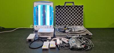 Mixed Lot Including 1 x Day Light Dermfix 3000 UV Lamp (Powers Up), 1 x Invivo Ref 9312 Unit (No Battery), 1 x Invivo Ref 9311 Unit (No Battery), 1 x Invivo Patient Module Battery Charger with 1 x Power Supply, 4 x Medex Sure-Cal Cables and 1 x Medtronic 