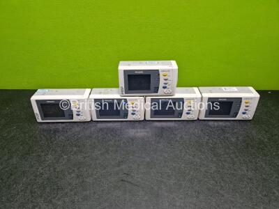 5 x Philips IntelliVue X2 Handheld Patient Monitors (All Power Up with Stock Battery Stock Battery Not Included,1 x Faulty Screen - See Photo) Including ECG, SpO2, NBP, Press and Temp Options *SN DE03776306 / DE03791918 / DE03791931 / DE03776242 / DE90503