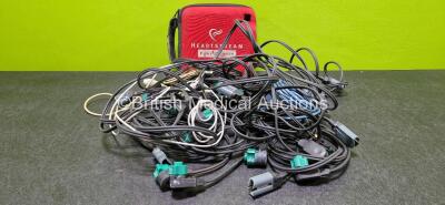 Job Lot Including Various Defibrillator Cables and 1 x Case