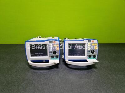 2 x Zoll R Series Plus Defibrillator / Monitors (Both Power Up) Including Pacer, ECG and Printer Options with 2 x Paddle Leads *SN (21) AF15B043770 / AF09C006963*