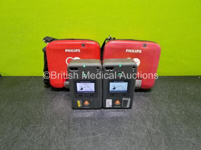 2 x Philips Heartstart FR3 Defibrillators (Both Power Up) in Case with 2 x LiMnO2 Batteries *Install Before 2029 / 2026*