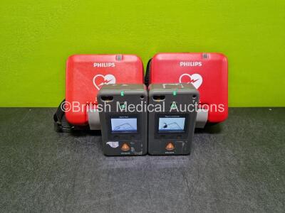 2 x Philips Heartstart FR3 Defibrillators (Both Power Up) in Case with 2 x LiMnO2 Batteries *Install Before 2028 / 2028*