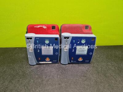 2 x Philips Heartstart FR2+ Defibrillators (Both Power Up) in Case with 2 x LiMnO2 Batteries