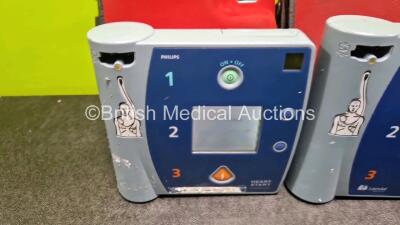 2 x Philips Heartstart FR2+ Defibrillators (Both Power Up) in Case with 2 x LiMnO2 Batteries - 2