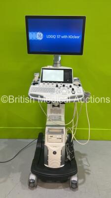 GE Logiq S7 Expert Flat Screen Ultrasound Scanner Ref R3 *S/N LS7000058* **Mfd 2016** Software Version R3 Software Revision 0.2 with 2 x Transducers / Probes (C1-5-D Ref 5261135 *Mfd 2016* and ML6-15 Ref 536783 *Mfd 2016* and Sony UP-D898 Digital Graphic