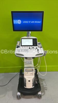 GE Logiq S7 Expert Flat Screen Ultrasound Scanner Ref R3 *S/N LS7000058* **Mfd 2016** Software Version R3 Software Revision 0.2 with 2 x Transducers / Probes (C1-5-D Ref 5261135 *Mfd 2016* and ML6-15 Ref 536783 *Mfd 2016* and Sony UP-D898 Digital Graphic - 2