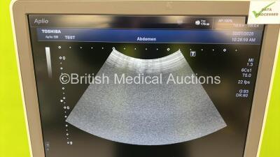 Toshiba Aplio 500 TUS-A500 Flat Screen Ultrasound Scanner *S/N T5A1492007* **Mfd 09/2014** Software Version AB_V5.00*R203 with 6 x Transducers / Probes (PLT-1204BX *Mfd 07/2014* / PVT-674BT *Mfd 2014* / PVT-781VT *Mfd 2023* / PLT-1005BT *Mfd 2023* / PLT-7 - 9