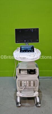 GE Voluson E8 Flat Screen Ultrasound Scanner Ref BT18 *S/N E39589* **Mfd 2018** Software Version EC330 (18.0.3.3378) with 1 x GE C1-5-D Transducer / Probe Ref 5261135 *Mfd 2021*and Sony UP-D898MD Digital Graphic Printer (Powers Up and Damaged Casing - See