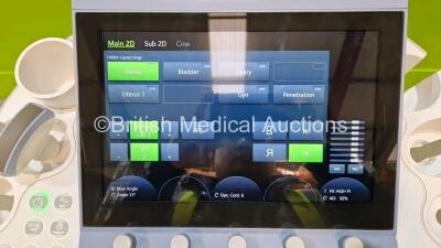 GE Voluson E8 Flat Screen Ultrasound Scanner Ref BT18 *S/N E39589* **Mfd 2018** Software Version EC330 (18.0.3.3378) with 1 x GE C1-5-D Transducer / Probe Ref 5261135 *Mfd 2021*and Sony UP-D898MD Digital Graphic Printer (Powers Up and Damaged Casing - See - 5