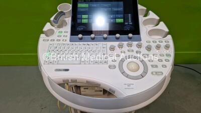 GE Voluson E8 Flat Screen Ultrasound Scanner Ref BT18 *S/N E39589* **Mfd 2018** Software Version EC330 (18.0.3.3378) with 1 x GE C1-5-D Transducer / Probe Ref 5261135 *Mfd 2021*and Sony UP-D898MD Digital Graphic Printer (Powers Up and Damaged Casing - See - 6