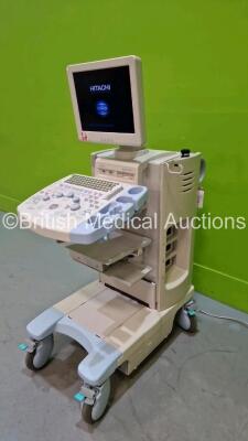 Hitachi EUB-7000HV Ultrasound Scanner *S/N KE16955003* **Mfd 2010** with Sony UP-897MD Video Graphic Printer (Powers Up and Faulty Screen / Line in Screen - See Photo) *HDD Removed* *Asset No. 323928* - 2