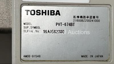 Toshiba Aplio 500 TUS-A500 Flat Screen Ultrasound Scanner *S/N T5A1492015* **Mfd 09/2014** Software Version AB_V5.00*R202 with 6 x Transducers / Probes (PVT-375SC *Mfd 07/2021* / PVT-781VT *Mfd 2021* / PLT-1204BX *Mfd 2020* / PVT-674BT / PLT-1005BT *Mfd 2 - 26