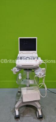 Siemens Acuson P300 Portable Ultrasound Scanner Model No 10852646 *S/N 001111* **Mfd 2014** System Software RES 1.01 STD 13.21 ODS 13.10 with 1 x Transducer / Probe (LA435) on Stand (Powers Up - HDD Removed) **IR248**