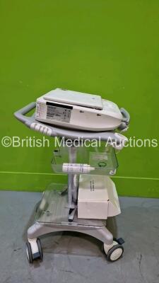 Siemens Acuson P300 Portable Ultrasound Scanner Model No 10852646 *S/N 001111* **Mfd 2014** System Software RES 1.01 STD 13.21 ODS 13.10 with 1 x Transducer / Probe (LA435) on Stand (Powers Up - HDD Removed) **IR248** - 10