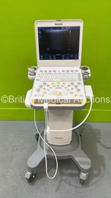 Philips CX50 Portable Ultrasound Scanner Ref 98605384711 *S/N SG61600029* **Mfd 2016** SVC HW C.0 Software Revision 3.1.2 with 1 x Transducer / Probe (L12-3) on Philips CX Cart (Powers Up - Some Casing Damage - See Photos) ***IR237***