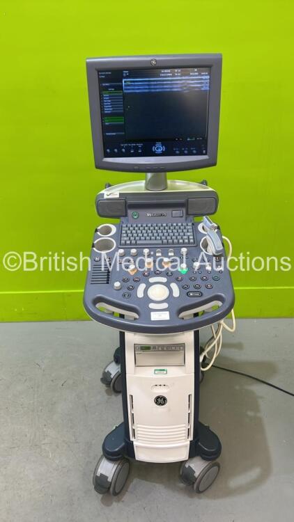 GE Voluson P8 Flat Screen Ultrasound Scanner Ref 5447121 *S/N 248337SU2* **Mfd 2014** Software Version 13.0.3.234 with 2 x Transducers / Probes (12L-RS Ref 5141337 *Mfd 2014* / 4C-RS Ref 5125386 *Mfd 2014*) and Sony Printer (Powers Up with Some Missing Di