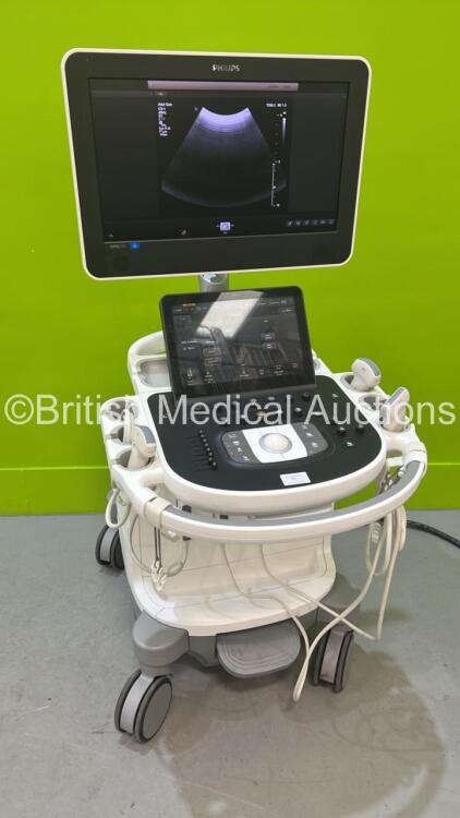 Philips Epiq 5G Flat Screen Ultrasound Scanner Ref 989605408541 *S/N US814C0506* **Mfd 2014** SVC HW A.0 Software Version 1.5.6.850 with 3 x Transducer / Probes (C5-1 / C9-2 / L12-5) (Powers Up) ***CD117***