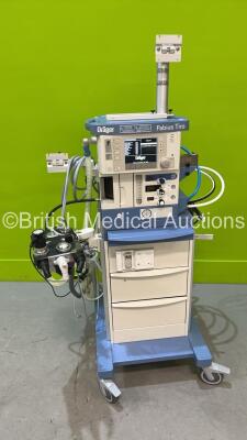 Drager Fabius Tiro Anaesthesia Machine Software Version 3.37a - Total Hours Run 8495 - Total Ventilator Hours 135 with Drager Scio Four Oxi Plus, Bellow and Hoses (Powers Up) *S/N ASNB0224*