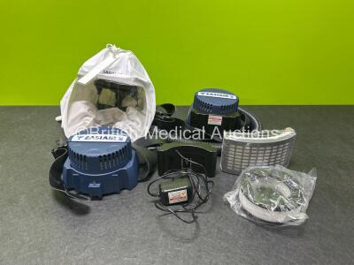 Job Lot Including 2 x Easiair Blower Unit with 1 x Hose, 1 x Easiair Mask, 2 x Easiair Filters, 1 x Power Supply and 1 x Battery